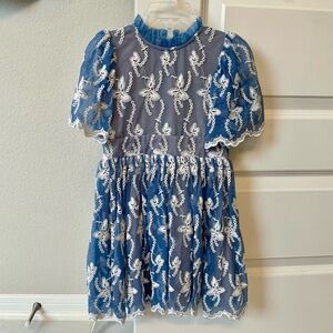 NWOT Ivy City Co 3T Blue & White Lace Dress